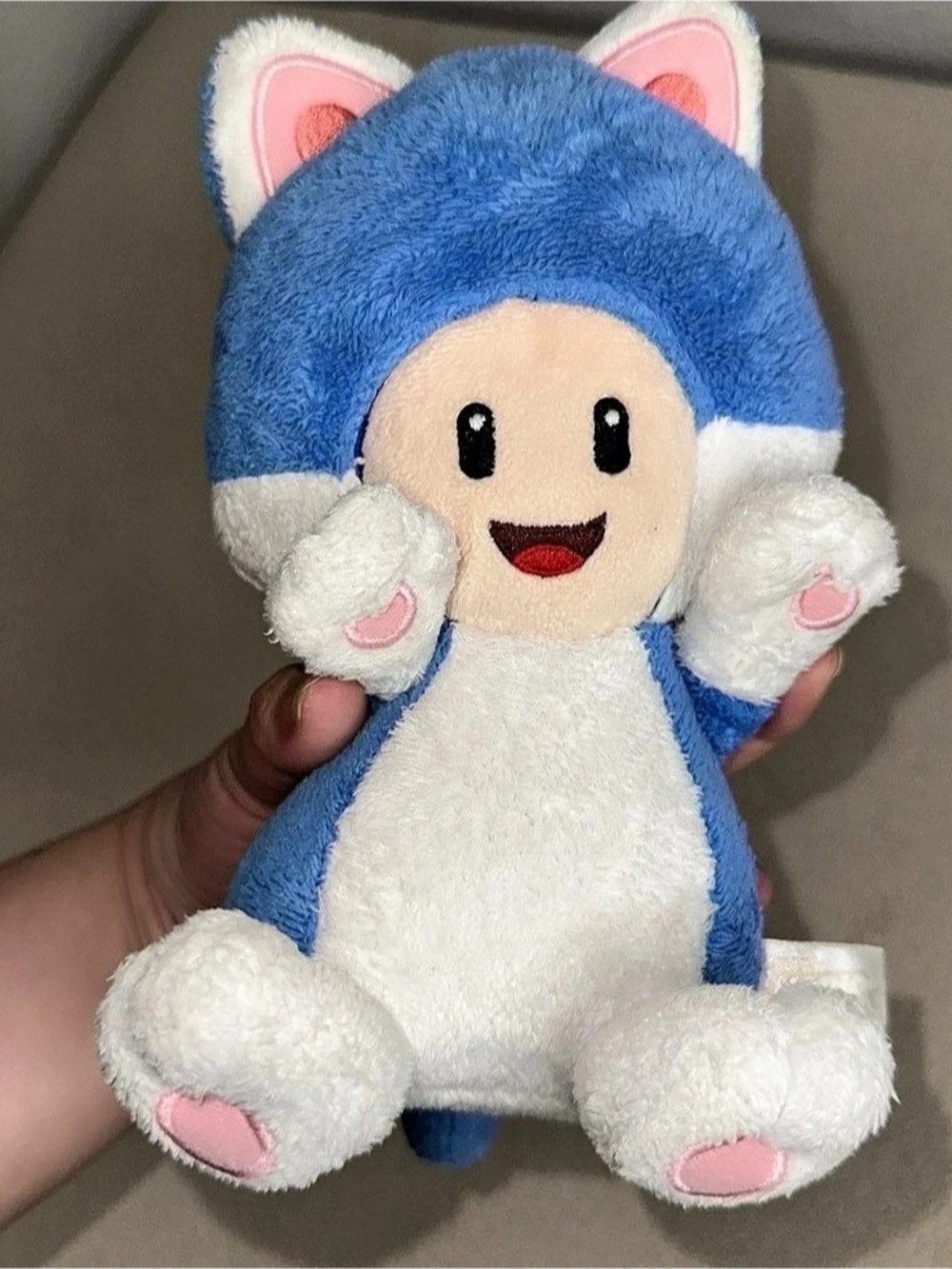 Nintendo Super Mario 3D World Cat Toad Stuffed Plush Toy 2013 Blue 8"